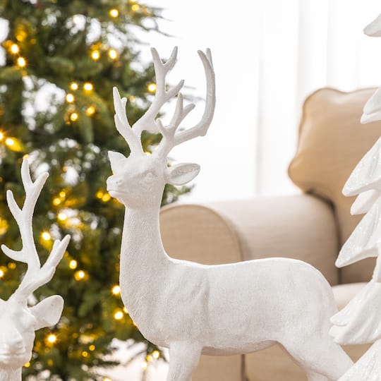 Glitzhome® White Reindeer with Tree Christmas Table Décor Set